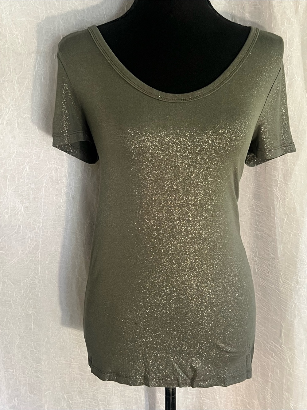 Olive Green Glitter Scoop Neck Women's tee